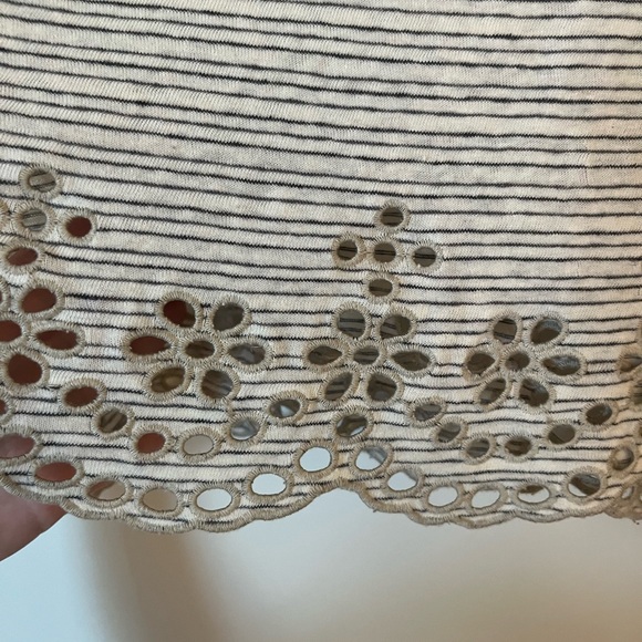 Anthropologie Postmark Striped Eyelet-Trimmed Tee - Picture 2 of 4